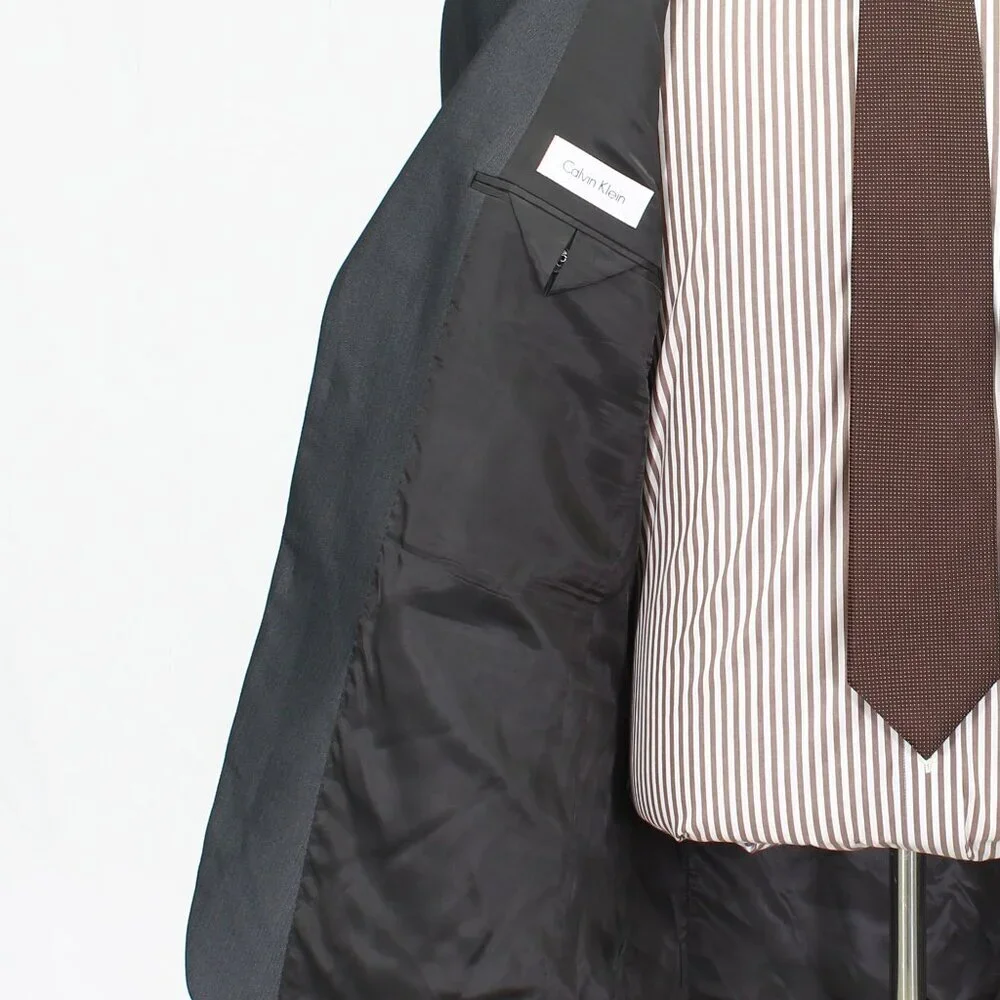 Calvin Klein 44R Gray HB 2-Button Sport Coat Blazer Jacket W020
